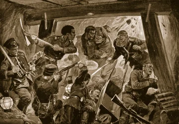 Der Russisch-Japanische Krieg: ein Nahkampf in den Erdwerken von Port Arthur